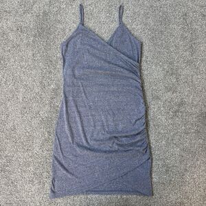Soprano Dress Womens Large Gray Bodycon Wrap Ruched Mini VNeck Sexy Party Summer